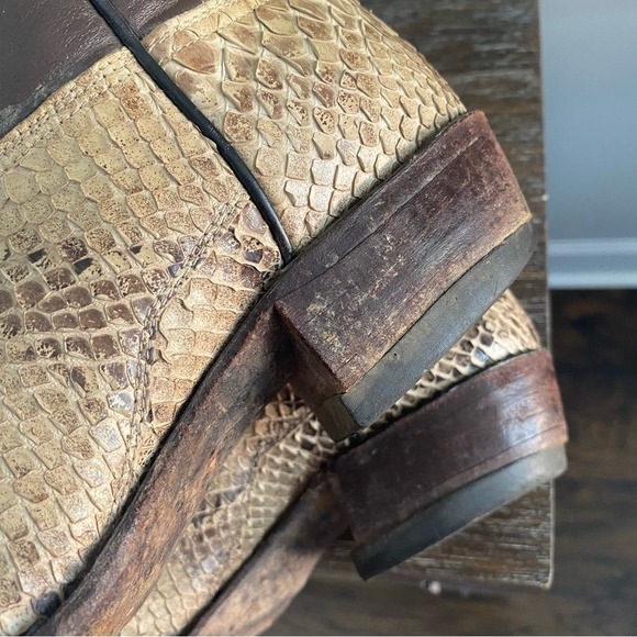Vtg Tony Lama Mens Python Snakeskin Exotic Cowboy Western Boots 10.5 3E Brown - Picture 3 of 12